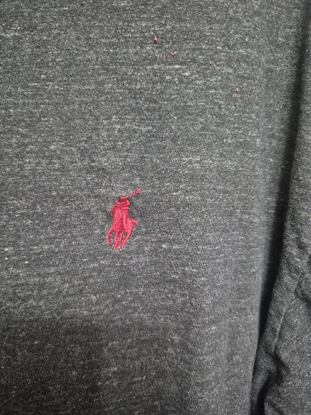 Polo by Ralph Lauren Men's Long-Sleeve Crewneck Shirt - Charcoal with Red Logo